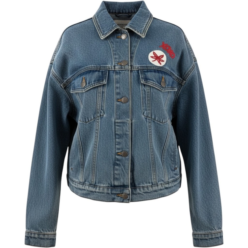 WEAR by Erin Andrews Ohio State Buckeyes Denim Trucker Jacket Womens Large NEW